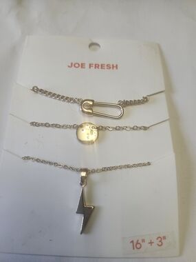 Joe Fresh Gold-Tone 3-Layer Necklace Set with Lightning Bolt